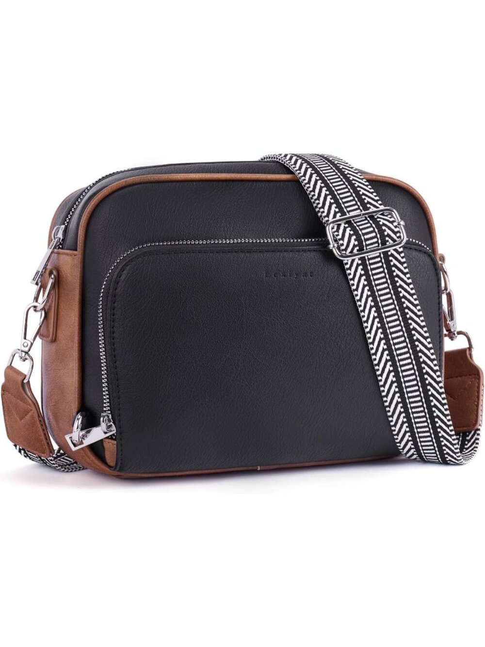 Women's Black Purse Vegan Leather Anti Theft Travel Wallet Crossbody Bag